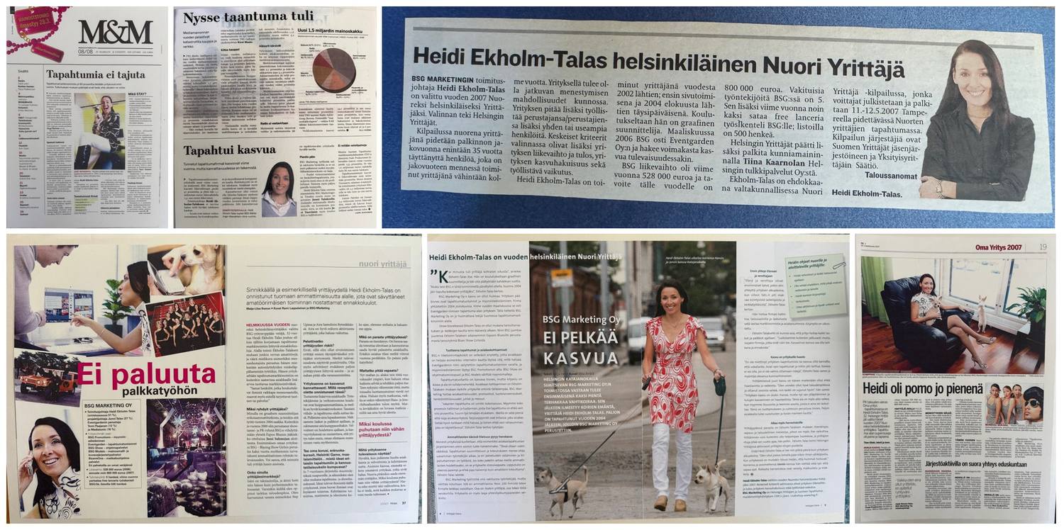 Heidi Ekholm-Talas talous- ja markkinointimedioissa – Markkinointi & Mainonta, Taloussanomat, Prima ja Yrittäjän Etera
