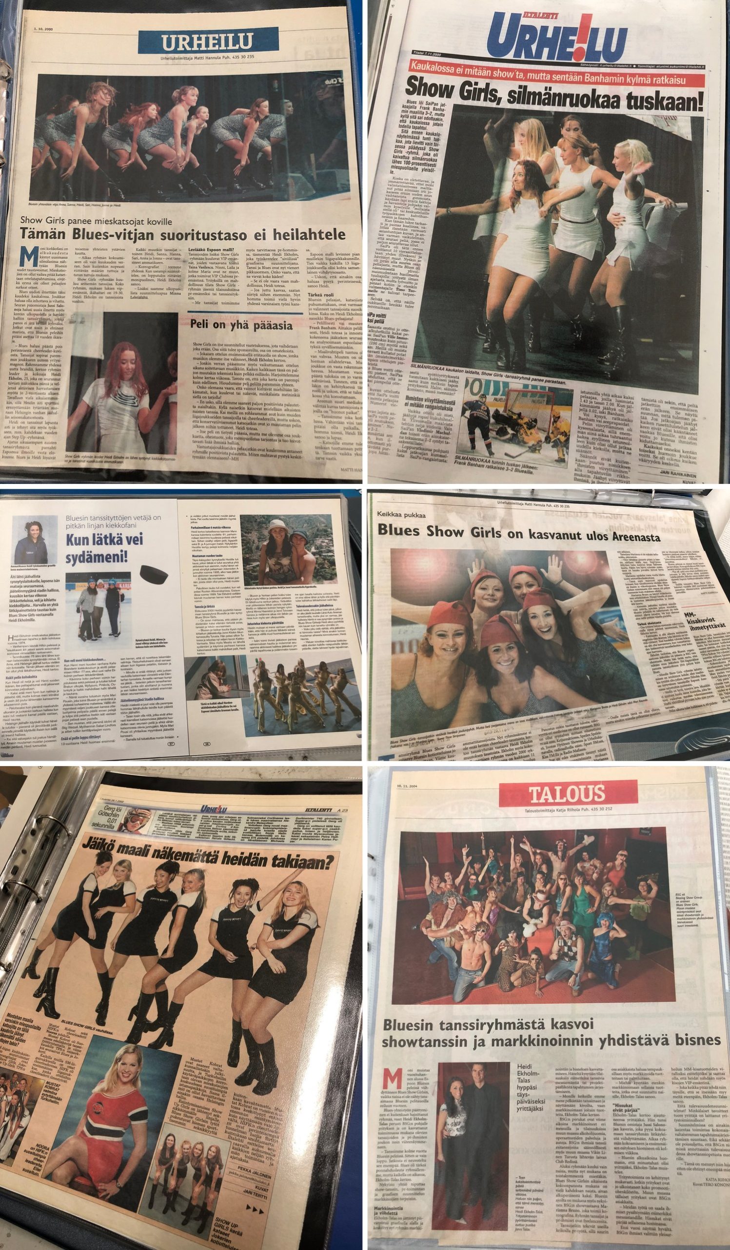 Blues Show Girls -tanssiryhmä lehtijutuissa 2000–2004: Iltalehti, Länsiväylä ja Blues-lehti